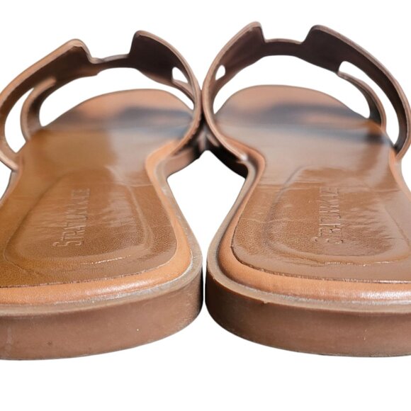 Stratuxx Kaze Open Toe Flat Faux Leather Dress Sandals Womens 10 Brown H Strap - Picture 3 of 7